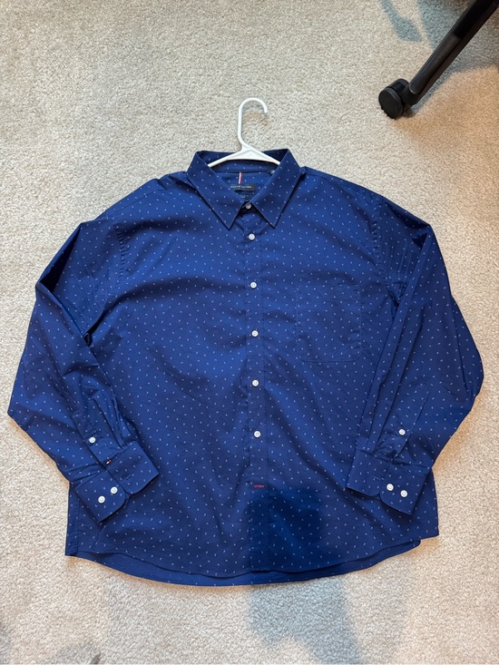Tommy Hilfiger Other - Tommy Hilfiger Men's Blue Geometric Cotton Long Sleeve Button-Up Shirt 2XL
